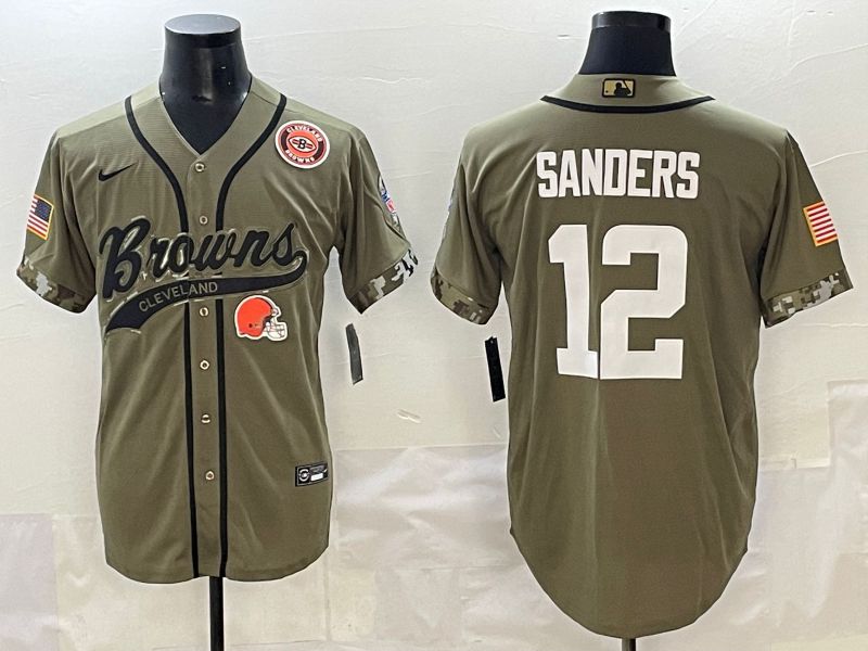 Men 2025 Cleveland Browns #12 Sanders Green Joint Name Nike Limited NFL Jersey style 2->cleveland browns->NFL Jersey